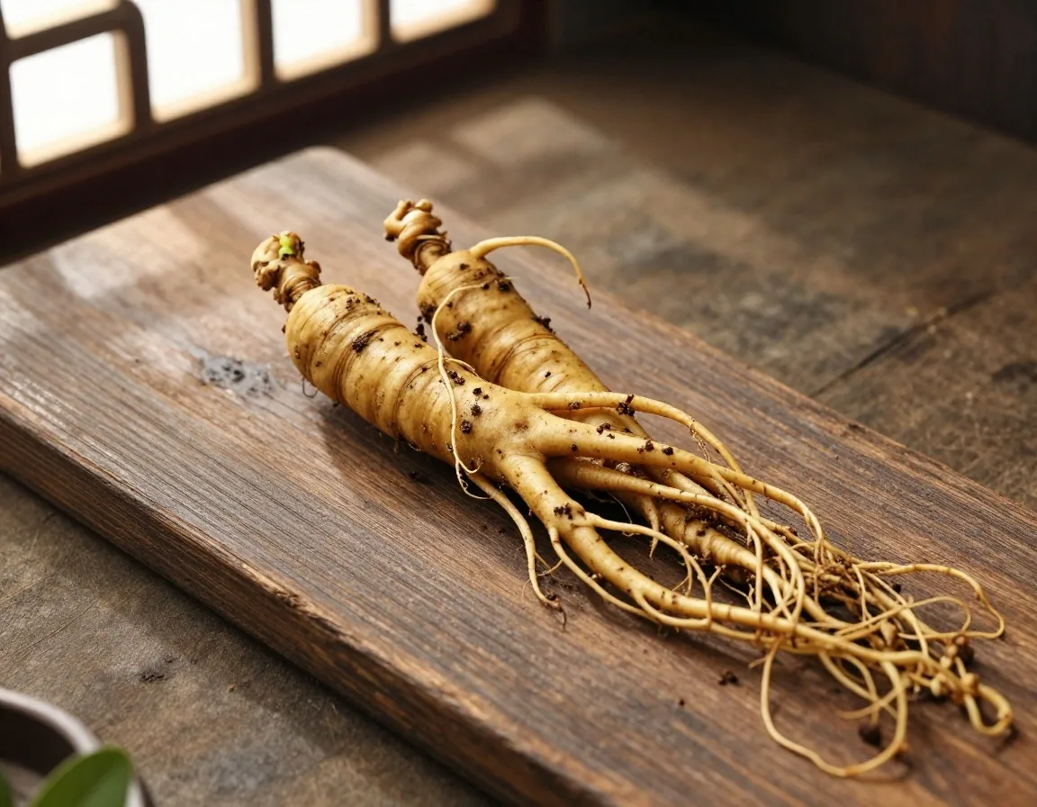 Close-up of dried ginseng root